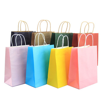 Biodegradable Cheap Brown Kraft Paper Packaging Bag With Handles For Shopping